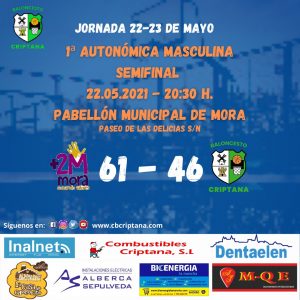 El equipo senior de Baloncesto Criptana masculino cae por quince puntos en su visita a Mora