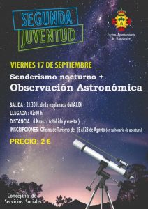 Ruta de senderismo nocturno para integrantes de “Segunda Juventud” de Manzanares el 17 de septiembre