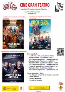 Temporada de cine del Gran Teatro de Manzanares para los tres últimos jueves de septiembre