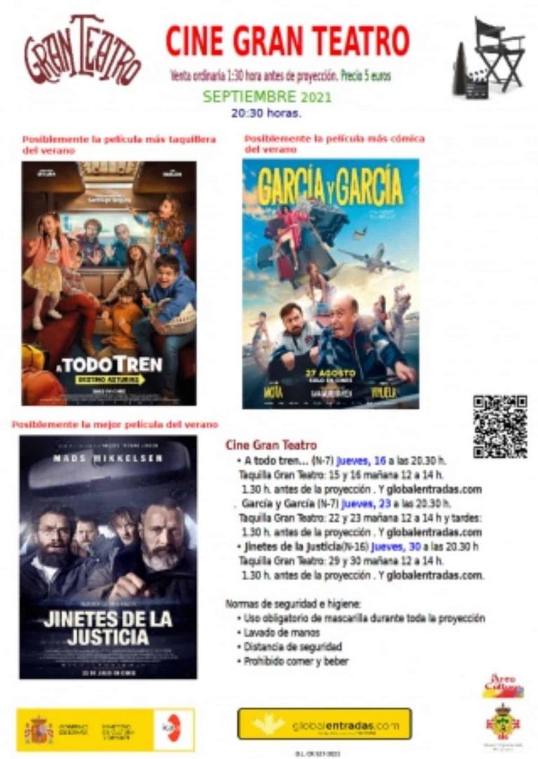 Temporada de cine del Gran Teatro de Manzanares para los tres últimos jueves de septiembre