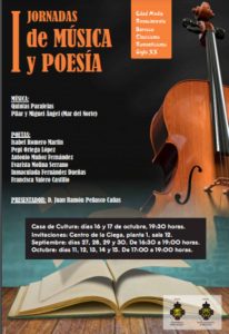 I jornadas de música y poesía en Manzanares el 16 y 17 de octubre a las 19:30 horas