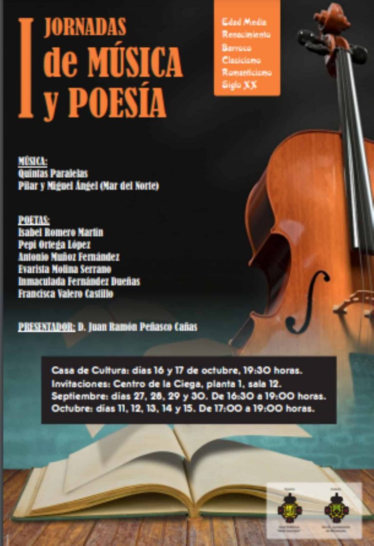 I jornadas de música y poesía en Manzanares el 16 y 17 de octubre a las 19:30 horas I jornadas de música y poesía en Manzanares el 16 y 17 de octubre a las 19:30 horas