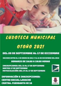 Ludoteca municipal en el Centro Larache de Ciudad Real del 20 de septiembre al 17 de diciembre