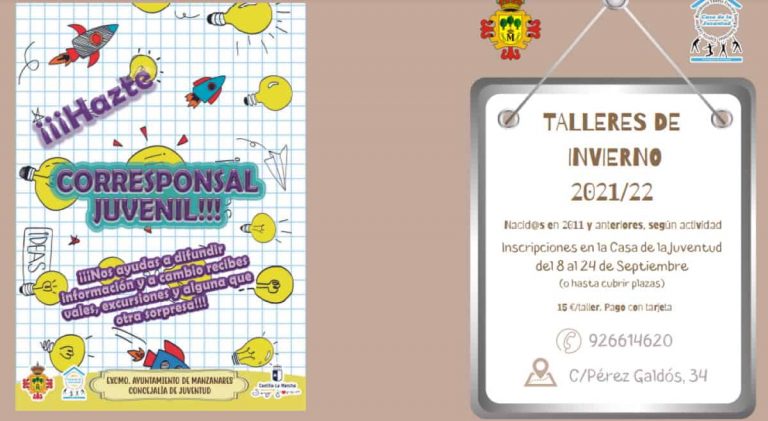 Inscripción en talleres de invierno 2021/2022 de Manzanares para nacid@s en 2011 y anteriores y según actividad Inscripción en talleres de invierno 2021/2022 de Manzanares para nacid@s en 2011 y anteriores y según actividad