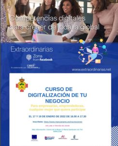 Curso de digitalización de tu negocio en Manzanares para cualquier mujer que quiera participar el 17 y 19 de enero