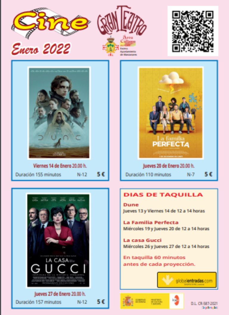 Cine de reciente estreno en la programación de enero de Manzanares