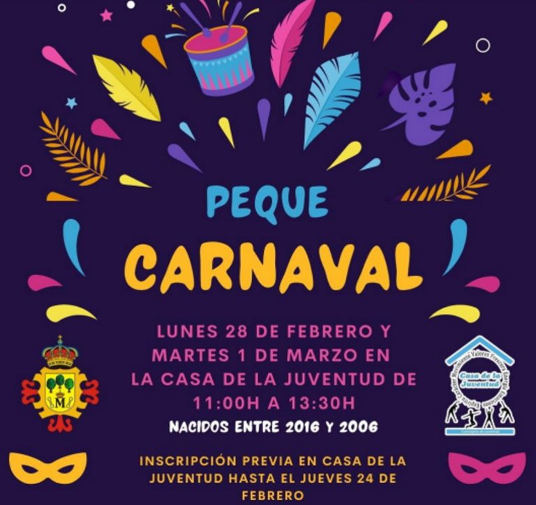Peque Carnaval de Manzanares el 28 de febrero y 1 de marzo para nacidos entre 2016 y 2006