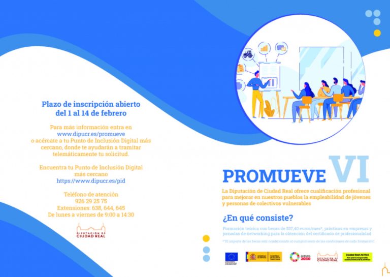 Ya pueden inscribirse a las 50 acciones formativas del programa Promueve VI que se impartirán en 40 municipios de la provincia de Ciudad Real