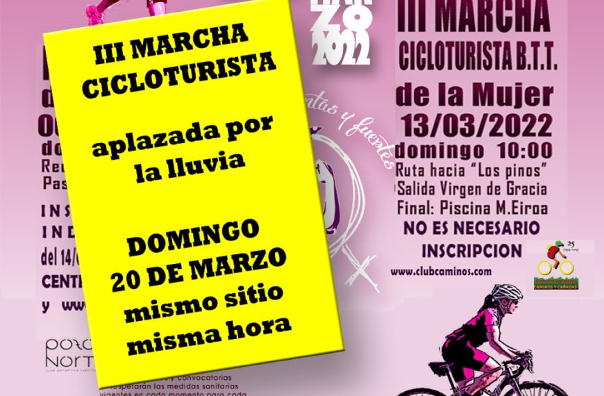 Aplazada al 20 de marzo la III Marcha Cicloturista de la Mujer en Puertollano debido a previsión de lluvia