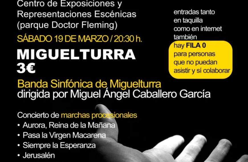 Concierto Cofrade «Solidarízate con Ucrania» el sábado 19 de marzo en Miguelturra