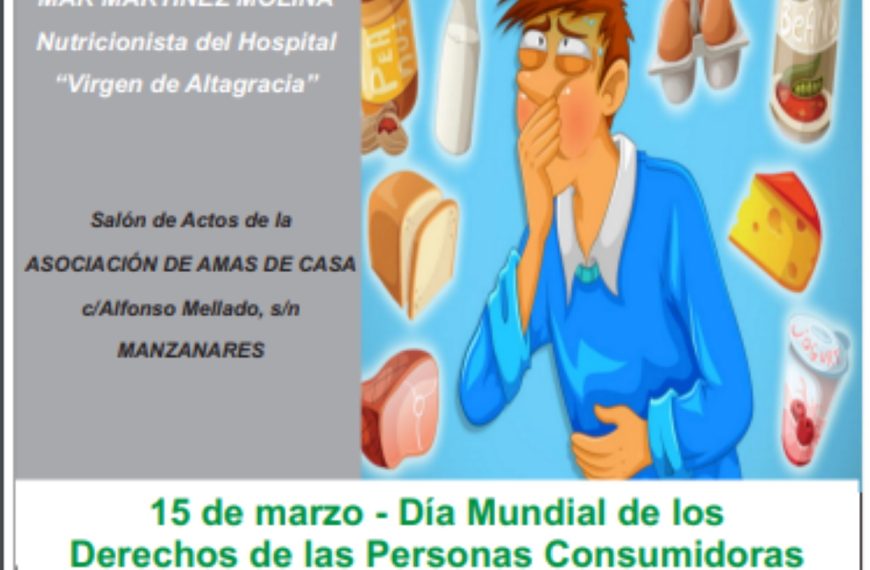 Charla Intolerancias alimentarias el 15 de marzo en la Asociación Amas de Casa de Manzanares