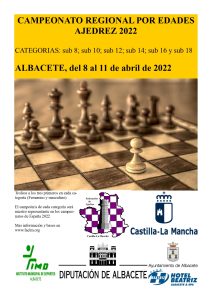 Campeonato Regional por Edades de Ajedrez Albacete del 8 al 11 de abril de 2022