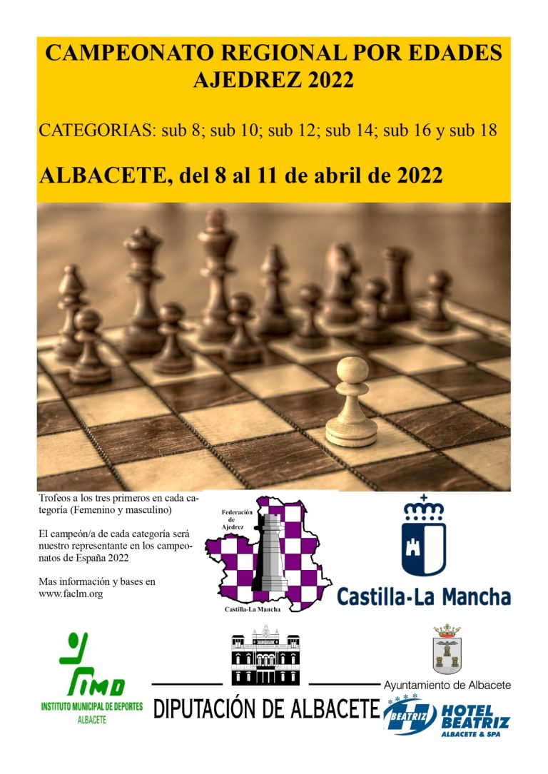Campeonato Regional por Edades de Ajedrez Albacete del 8 al 11 de abril de 2022