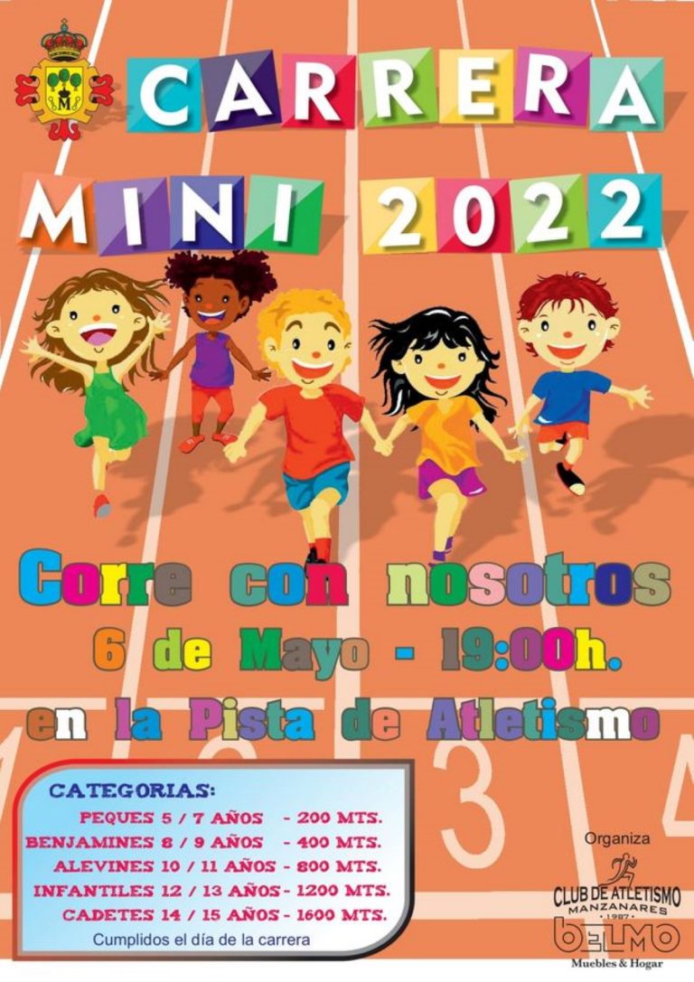Carrera Mini el 6 de mayo para niños y niñas entre 5 y 15 años previo a la 10K Manzanares