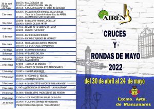 Programación de las cruces y rondas en Manzanares del 30 de abril al 24 de mayo organizadas por ‘Airén’