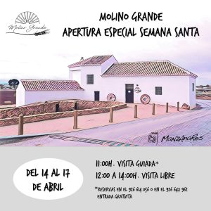 Apertura especial de Semana Santa de Molino Grande en Manzanares del 14 al 17 de abril