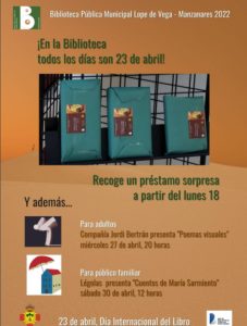 Desde hoy, 18 de abril, recoge un préstamo sorpresa en la Biblioteca Pública Municipal «Lope de Vega» de Manzanares