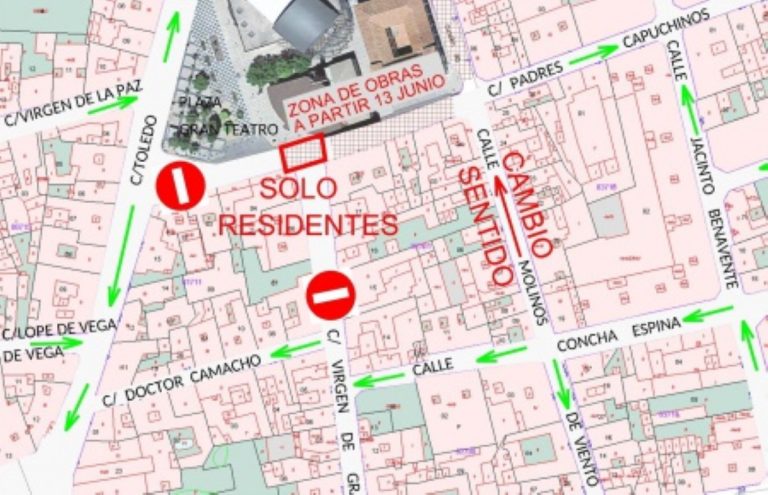 Nuevo corte de calle en el cruce de la calle Virgen de Gracia con calle Padres Capuchinos de Manzanares a partir del lunes 13 de junio