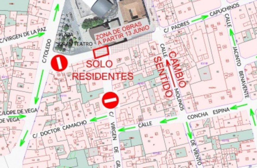 Nuevo corte de calle en el cruce de la calle Virgen de Gracia con calle Padres Capuchinos de Manzanares a partir del lunes 13 de junio