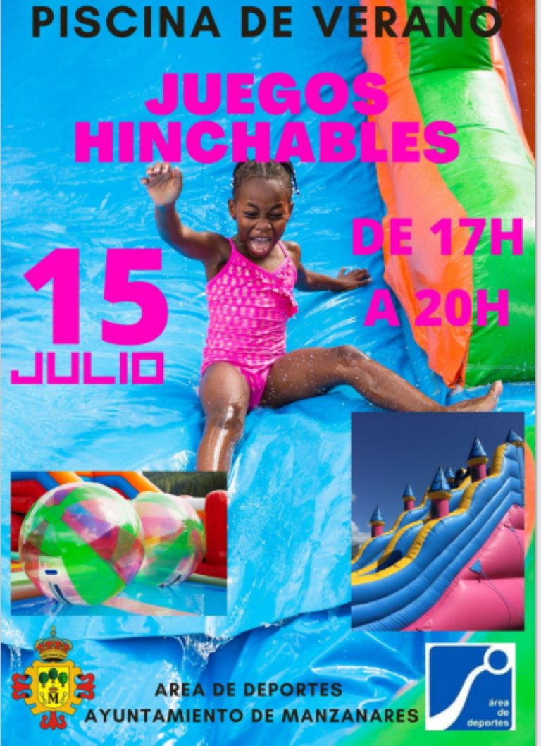 Juegos hinchables en la piscina de verano de Manzanares este 15 de julio de 17 a 20 horas