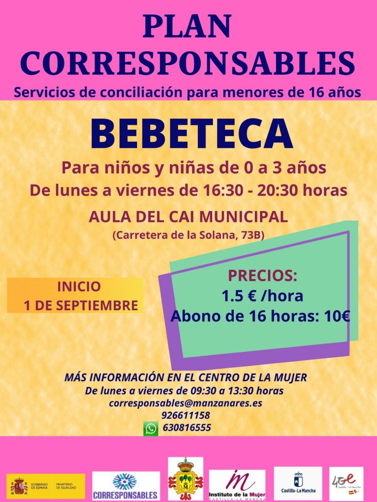 El servicio de bebeteca en Manzanares se reanudará el 1 de septiembre para apoyar a las familias a conciliar la vida laboral y familiar