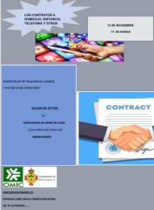 Charla «Contratos a domicilio, distancia, telefonía y otros” el 15 de noviembre en la Asociación de Amas de Casa de Manzanares
