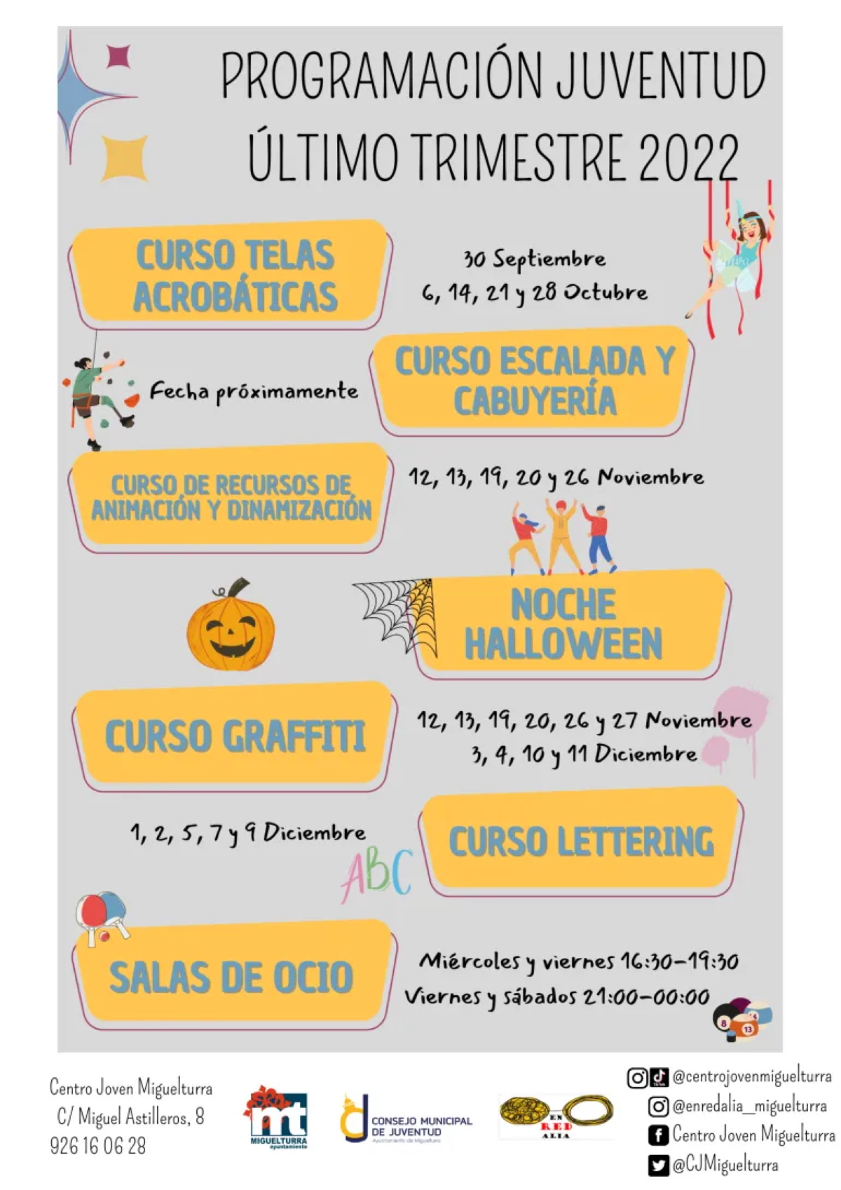 Variada e interesante programación para la juventud de Miguelturra en el último trimestre 2022