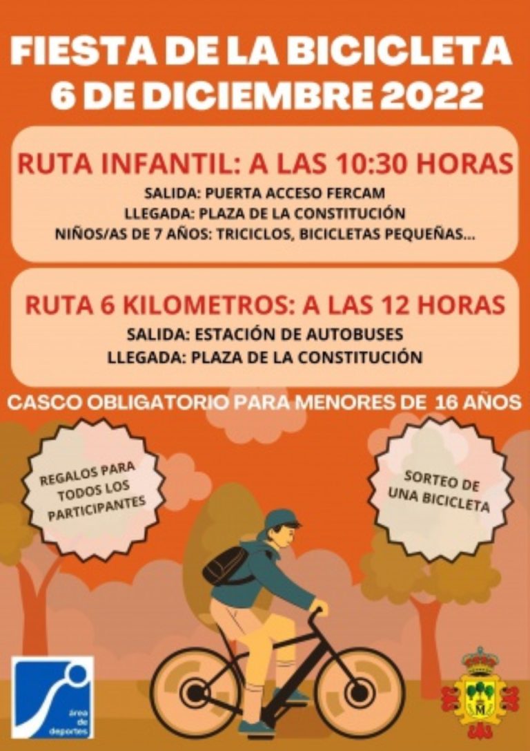 La Fiesta de la Bicicleta de Manzanares 2022 celebrará tanto la ruta infantil como la de 6 kilómetros por la mañana del 6 de diciembre