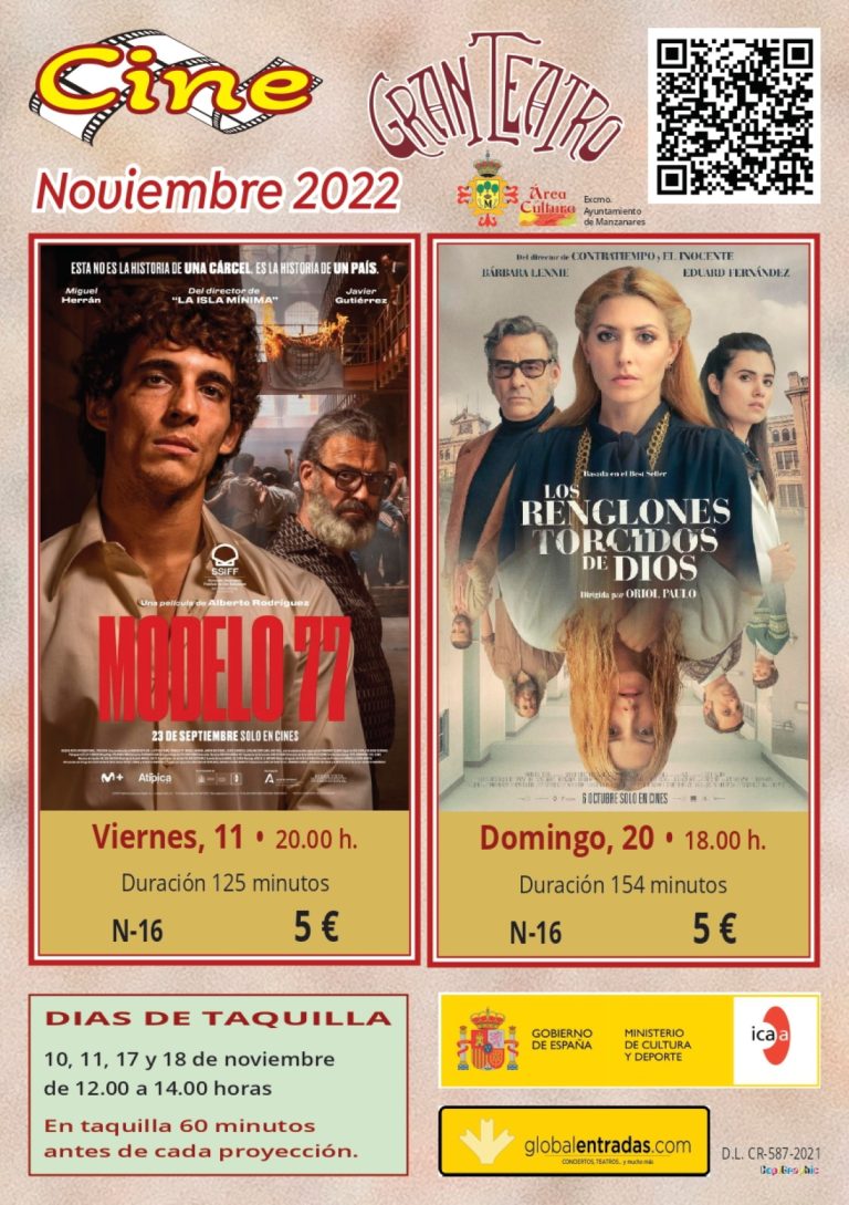 Dos estupendas propuestas  ‘Modelo 77’  y ‘Los renglones torcidos de Dios’ en el Gran Teatro de Manzanares este noviembre