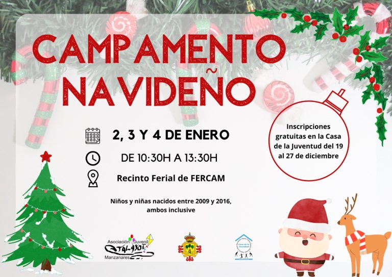 Campamento navideño gratuito para niños y niñas nacidas entre 2009 y 2016 (ambos inclusive) el 2, 3 y 4 de enero en Manzanares