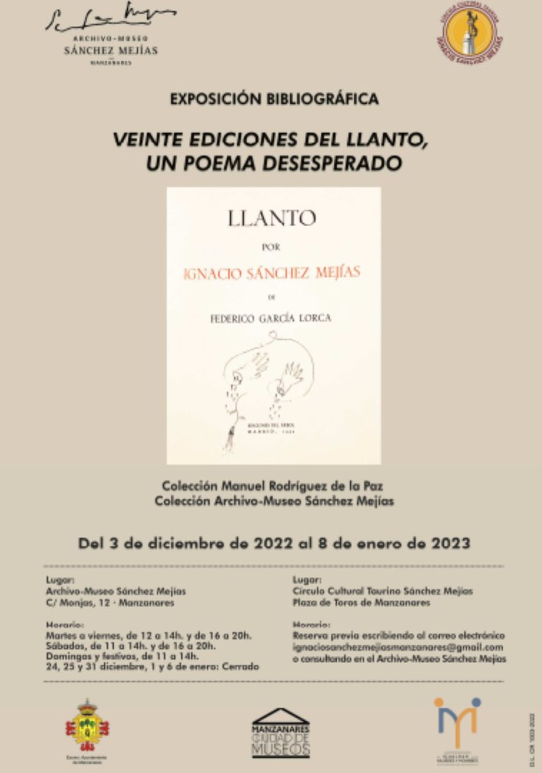 Exposición “Veinte ediciones del llanto, un poema desesperado” Museo Sánchez Mejía de Manzanares del 3 de diciembre al 8 de enero