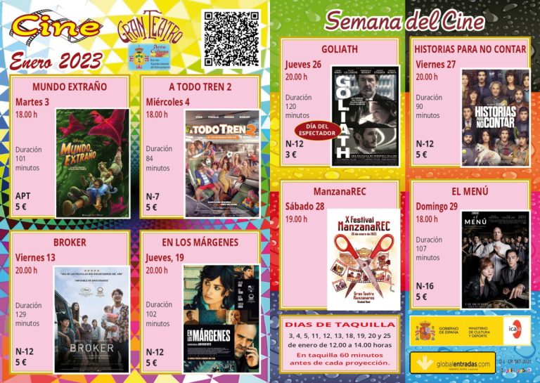 Programación cultural de enero 2023 en el  Gran Teatro de Manzanares incluye cine, teatro, música, ballet y fotografía