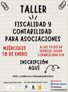 Taller de fiscalidad y contabilidad para asociaciones el 18 de enero en el Espacio Joven de Ciudad Real