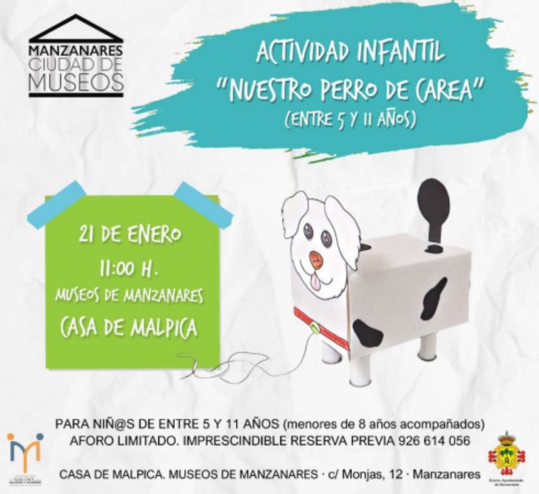 Actividad infantil “Nuestro perro de Carea” el 21 de enero en Casa Malpica de Manzanares