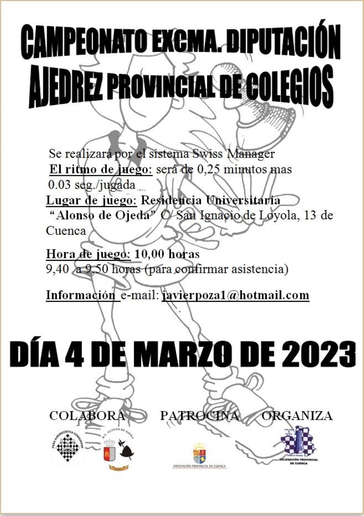 Campeonato Excma. Diputación Ajedrez Provincial de Colegios el 4 de marzo con el patrocinio de la Diputación de Cuenca