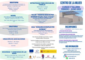 23 propuestas formativas dentro de la nueva programación para los próximos meses del Centro de la Mujer de Manzanares