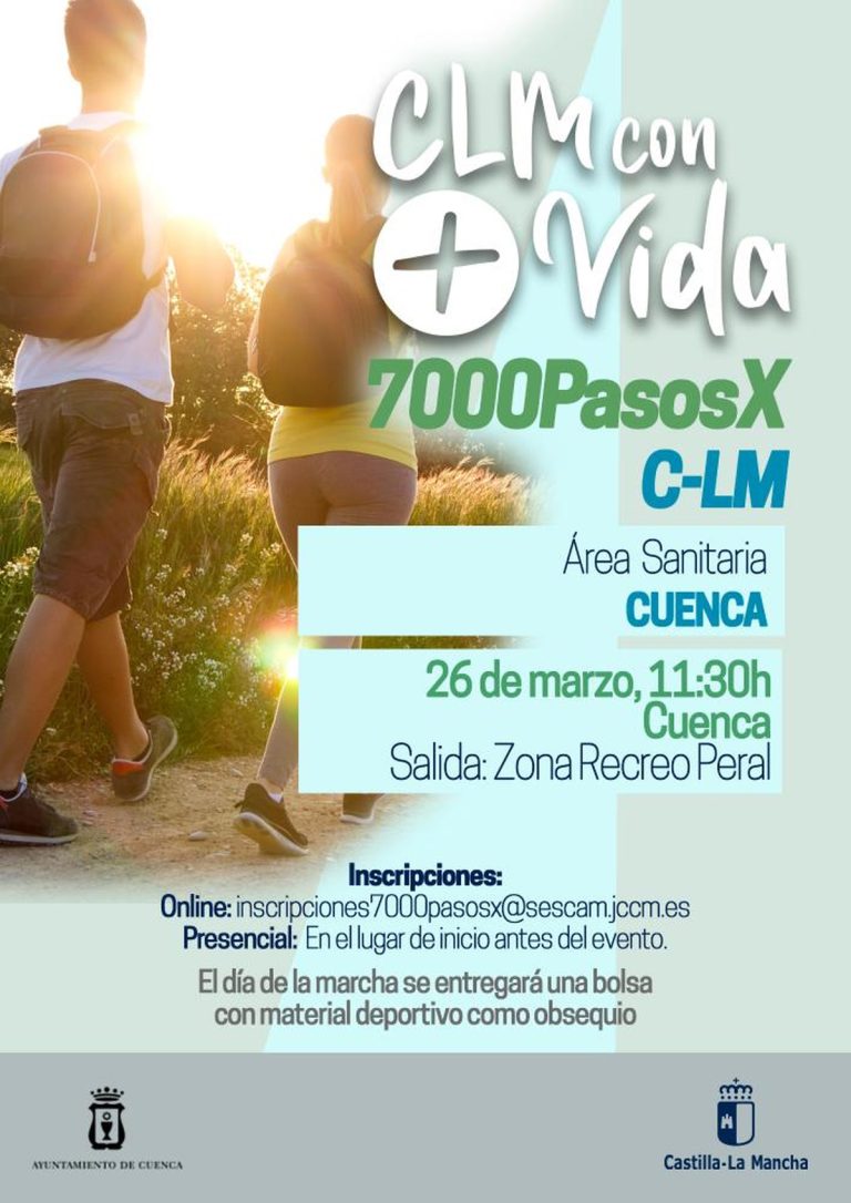 CLM con + Vida 7000 pasos por C-LM el 26 de marzo a las 11:30 en Cuenca