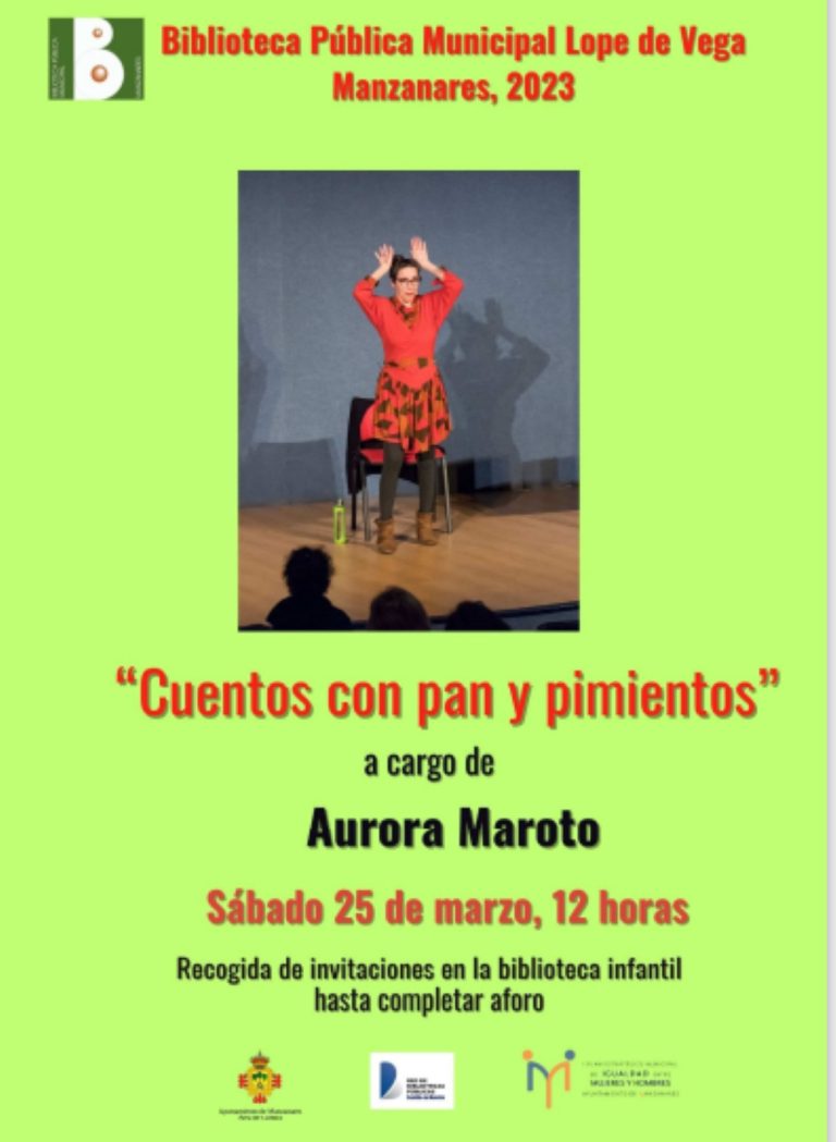 “Cuentos con pan y pimientos” el 25 de marzo en la Biblioteca Municipal Lope de Vega de Manzanares hasta completar aforo