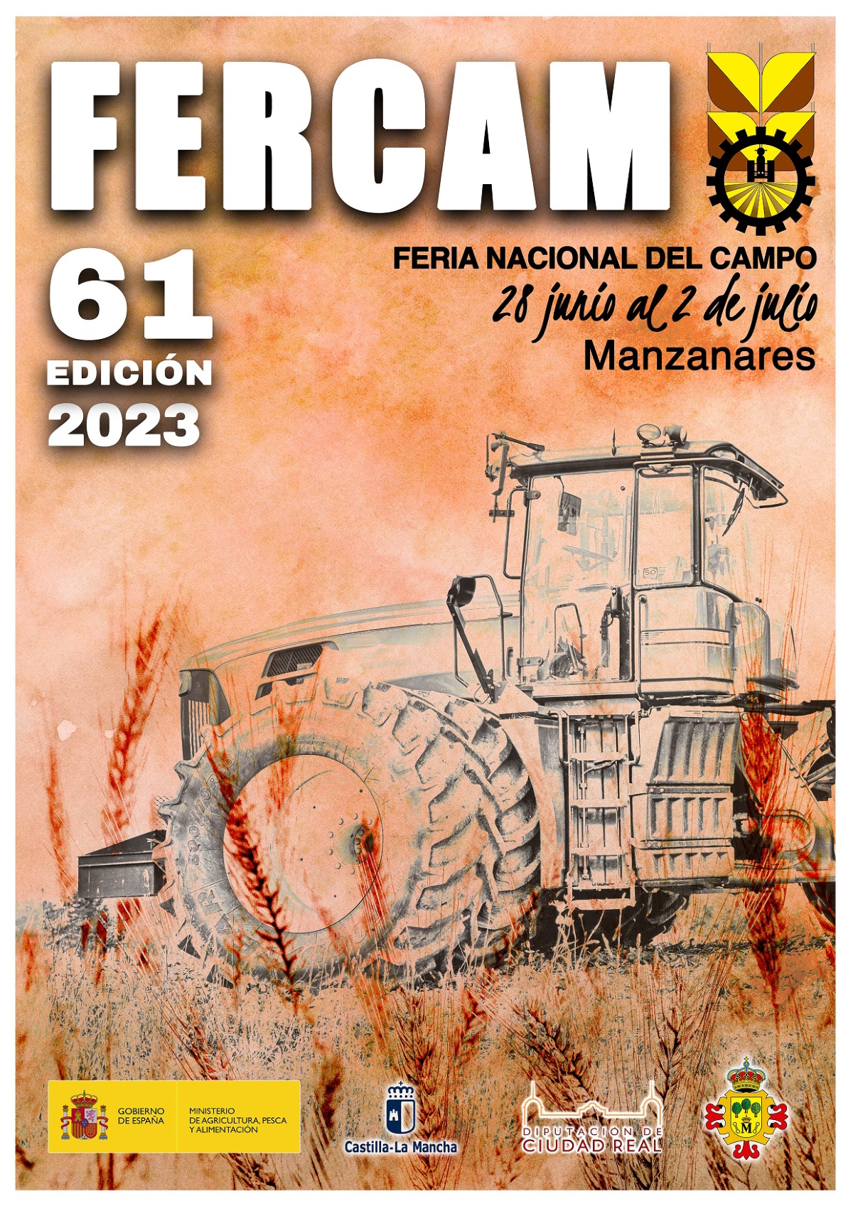 El cartel anunciador de la  Feria Nacional del Campo en Manzanares del 28 de junio al 2 de julio con más de  200 expositores