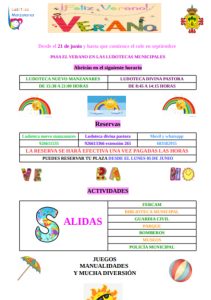 Ludotecas municipales de Manzanares para las vacaciones de verano desde el 21 de junio y hasta el inicio del nuevo curso