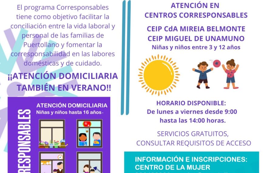 El programa Corresponsables Puertollano verano 2023 funcionará de junio a septiembre, adaptando su horario y programación
