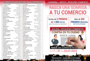 Campaña “Rasca una sonrisa a tu comercio” del 1 al 31 de julio 2023 en Manzanares, apoya al pequeño comercio
