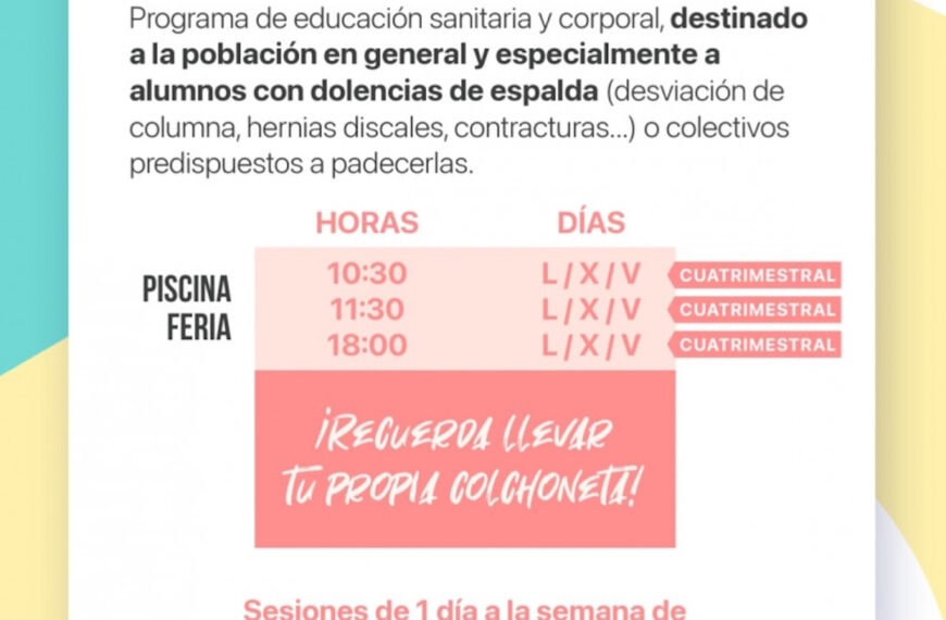 Cambian la fecha de inscripción en la Escuela de Espalda de Albacete al 29 de agosto