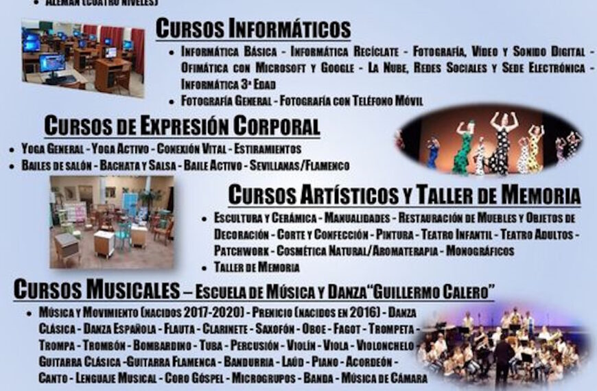 Nuevo plazo de preinscripciones en la Universidad Popular de Manzanares del 4 al 8 de septiembre