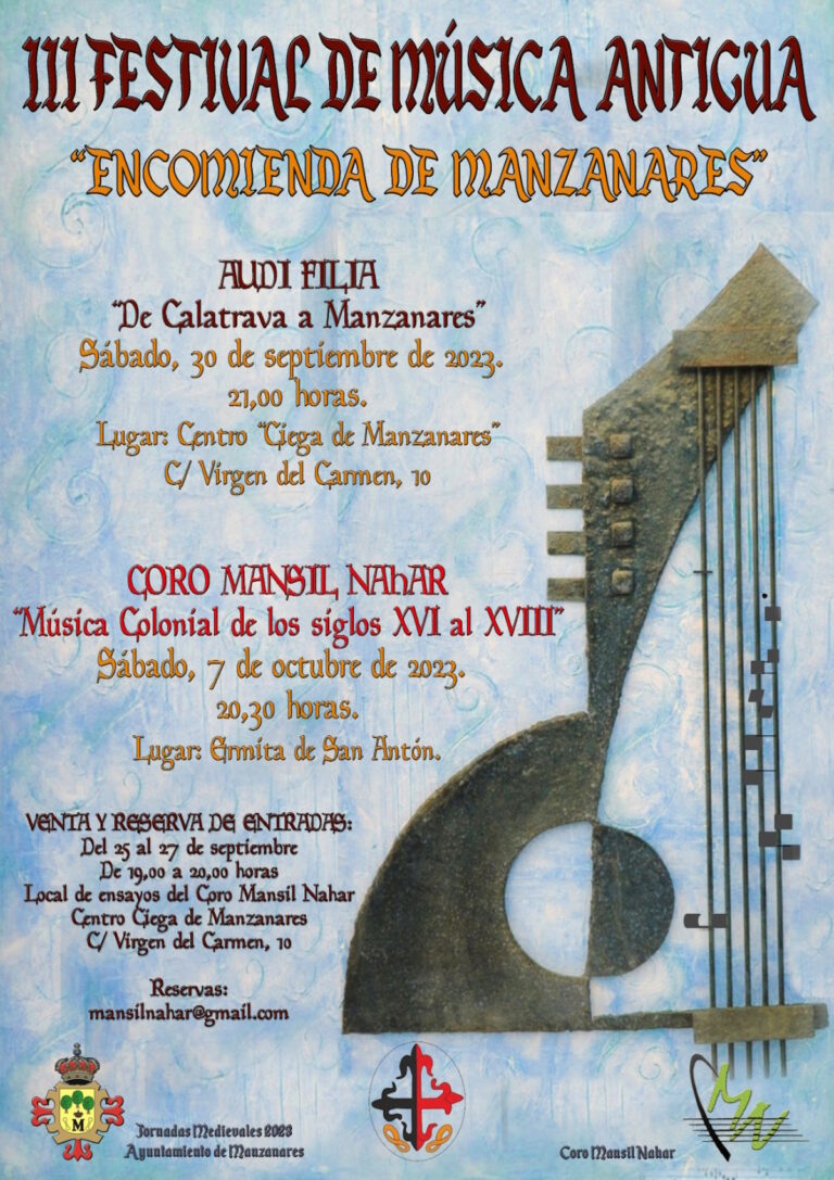 3º  Festival de Música Antigua ‘Encomienda de Manzanares’ con dos citas  el 30 de septiembre y el 7 de octubre