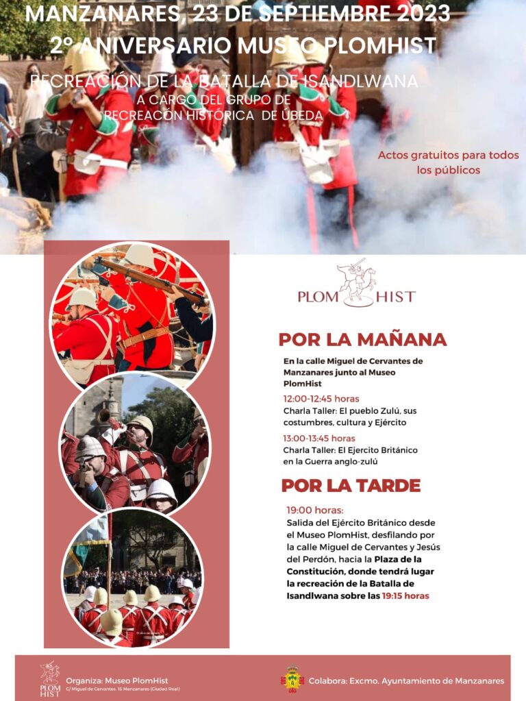 Charlas sobre la guerra anglo-zulú este 23 de septiembre en conmemoración del aniversario del Museo PlomHist de Manzanares