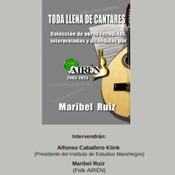 Presentación del libro “Toda llena de cantares” el jueves, 21 de septiembre en la Biblioteca Municipal «Lope de Vega» de Manzanares