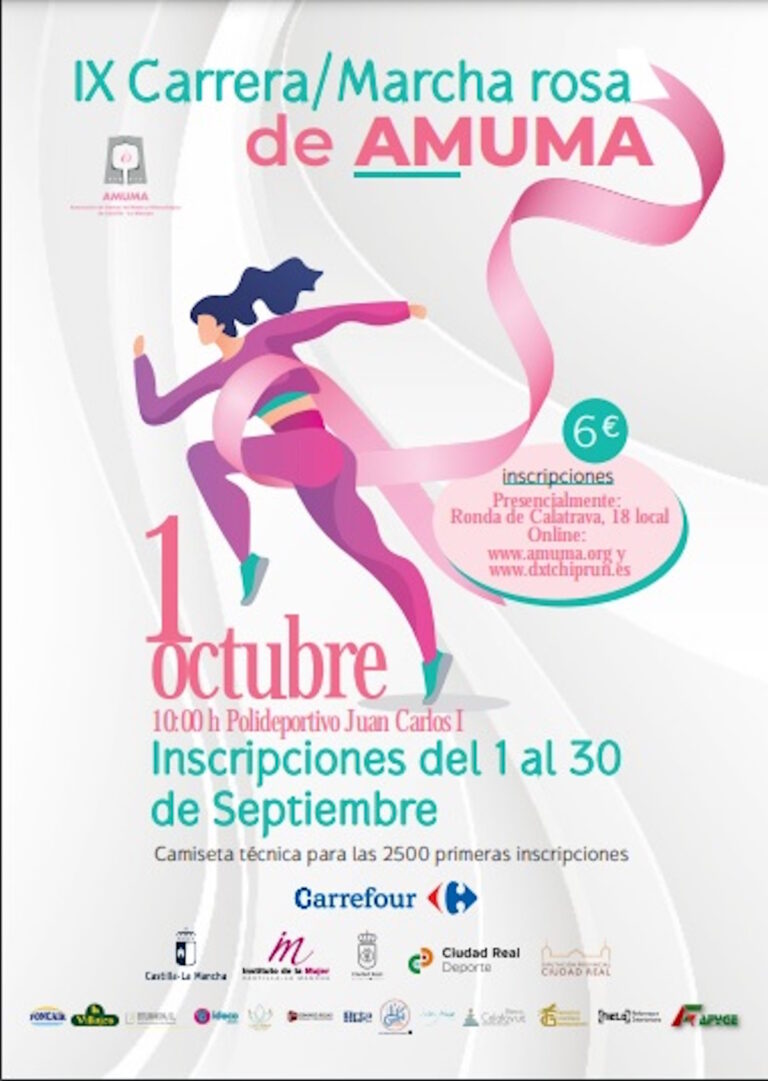 IX Carrera/ Marcha Rosa de Amuma el 1 de octubre en Ciudad Real inscripciones hasta el 30 de septiembre