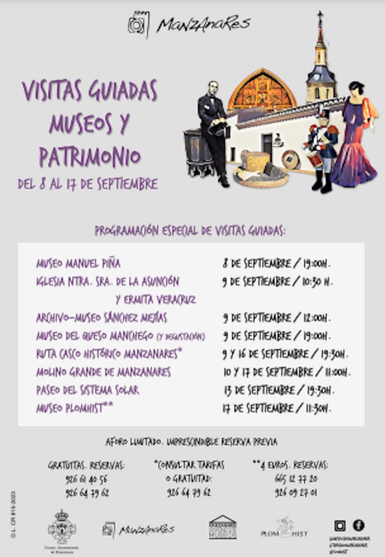 Visitas guiadas museos y patrimonio de Manzanares del 8 al 17 de septiembre