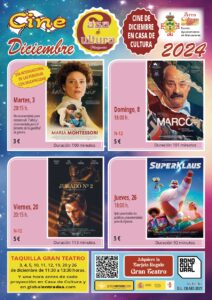 Casa de Cultura de Manzanares Presentará Cuatro Películas Notables en Diciembre: Incluyendo ‘María Montessori’, ‘Marco’, y Más